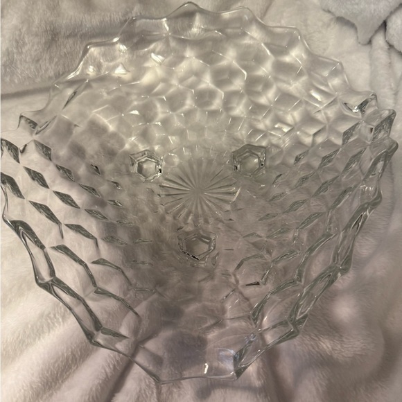 Fostoria American 2056 Clear Tri-corner 3 Footed Serving Fruit Bowl Vintage - Picture 5 of 7